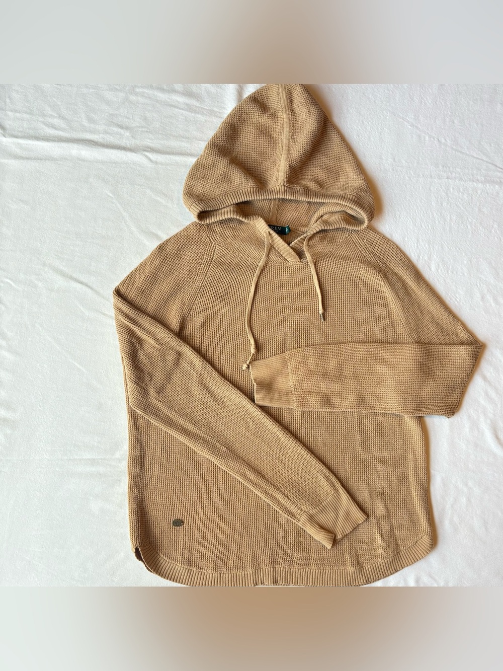 Lauren Ralph Lauren Waffle Knit Hoodie Sweater Tan Camel Women’s size M